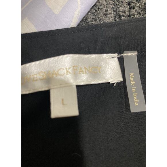 LOVESHACKFANCY Black Cotton Edie Lace Short Sleeve Midi Shirt Dress Size L - Picture 6 of 7